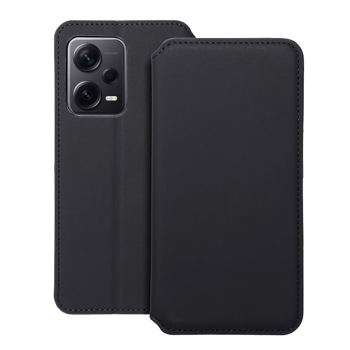 Husa de protectie PremiumCell Tip carte pentru Xiaomi Redmi Note 12 Pro 5G, Suport card, Functie de Stand si Inchidere Magnetica, Protectie Sporita, Negru