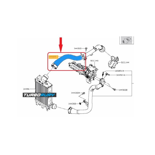 【Ojuuunページ】 Furtun aer intercooler, Turborury, Nissan Qashqai III, 144606UB0A