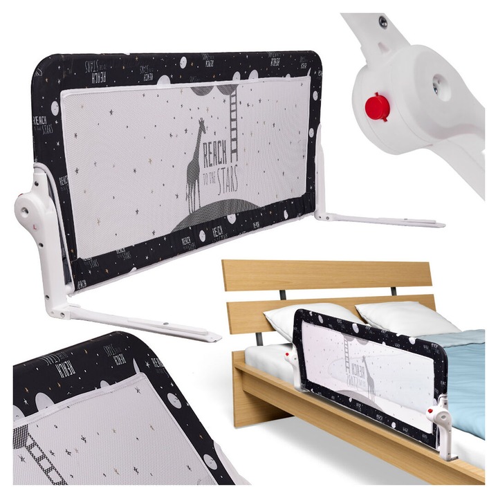 Biztonsági kapu korlát ágyvédő 120cm fekete