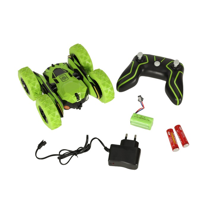 Távirányítós autó, Műanyag/gumi, 16 x 15 x 7,5 cm, Zöld