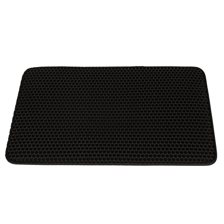 Covor dublu-stratificat pentru litiera pisici, EVA, Antiderapant, 40x60x1cm, Negru