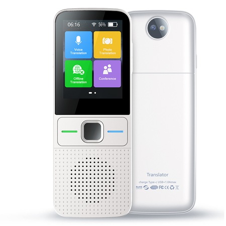 Traducator inteligent Vocal Digital Bidirectional cu peste 137 Limbi Online si Offline, VisionHub®, Translator in timp real, voce, text, fotografii, Wi-fi, ecran tactil de 2,4 inchi, 8Gb, Alb