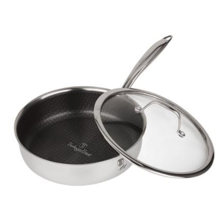 Berlinger Haus Eternal Collection serpenyő üveg fedővel 24 x 6.5 cm, 2.5 L, rozsdamentes acél 18/10, tapadásmentes bevonattal háromrétegű 3D felülettel