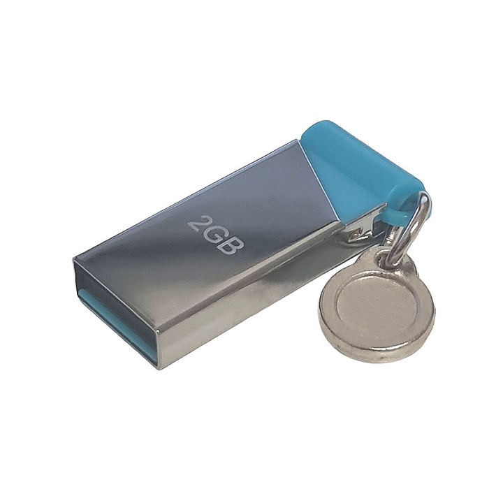 USB памет SIKS, 2 GB, USB 3.0, Метално сиво/Синьо