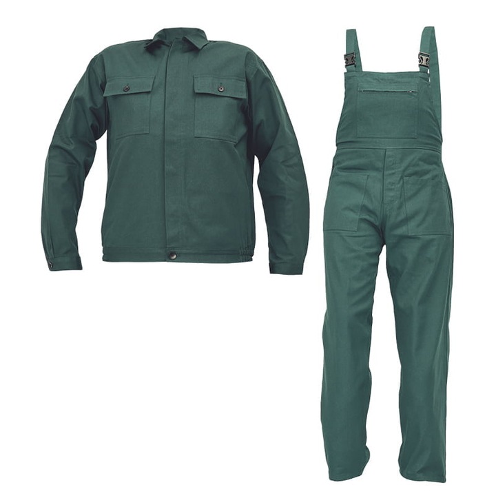 Set jacheta si salopeta de lucru din bumbac - F&F Ralf Verde 44