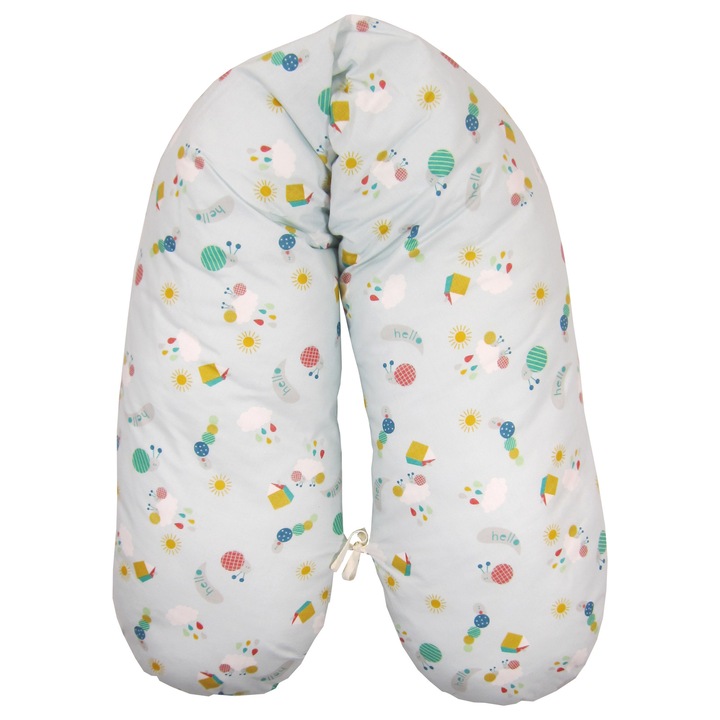 Perna pentru gravide 3 in 1, husa detasabila, bumbac Oeko-Tex, PPPG001 soare bleu, Primii Pasi