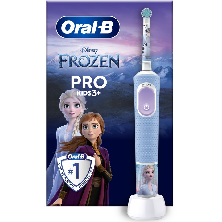 Oral-B Pro Kids Frozen elektromos fogkefe gyerekeknek, 2D tisztítás, 2 program, 1 vég, 4 matrica, 3+ éves kortól, kék