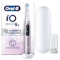 Periuta de dinti electrica Oral-B iO9, Tehnologie Magnetica, Micro-Vibratii, Inteligenta artificiala, Display led, Senzor de presiune Smart, Timer, 7 moduri, 1 capat, Suport rezerve, Incarcator magnetic, Trusa de calatorie cu incarcator, Rose Quartz