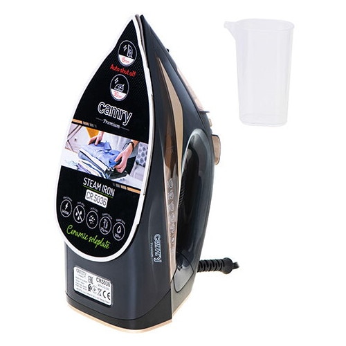 Fier de calcat Camry CR5036, 3400W, sistem anti-calcar, negru-maro, 1,5m