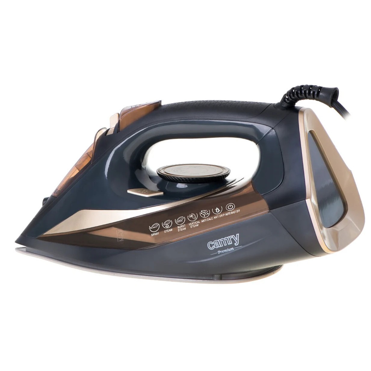 Fier de calcat Camry CR 5036, 3400 W, 5 functii, Anti-calcar, Negru/Auriu