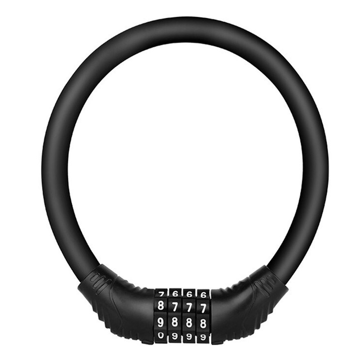 Antifurt U-lock, Vaxiuja, Portabila, Combinatie cu 4 cifre, Potrivita pentru usa frigiderului, Bicicleta, Material Inox/PVC, negru