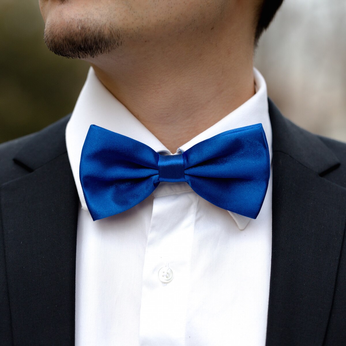 Papion satinat albastru