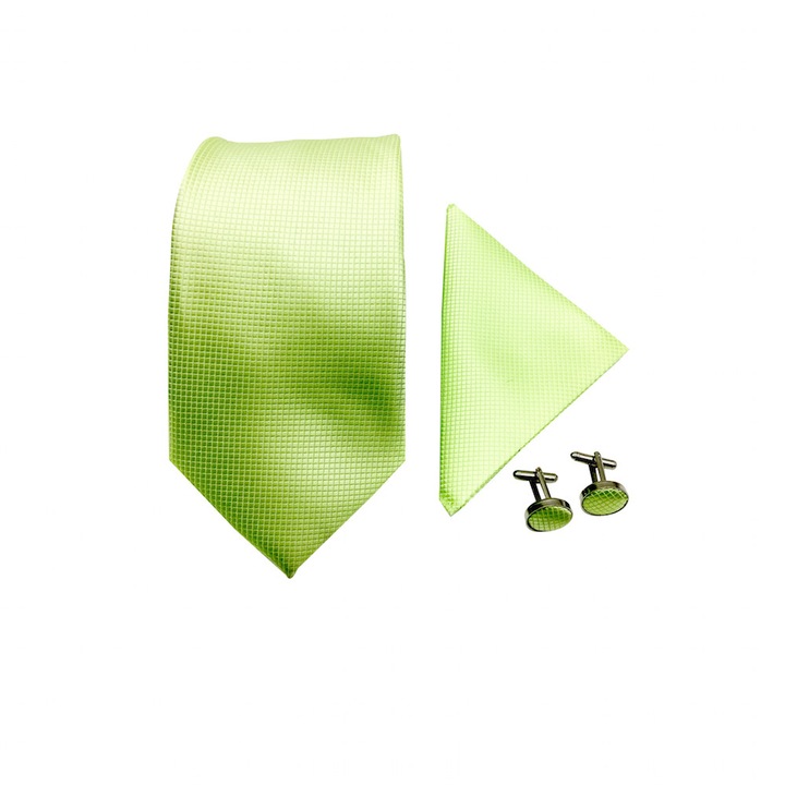 Set verde cravata, batista si butoni camasa