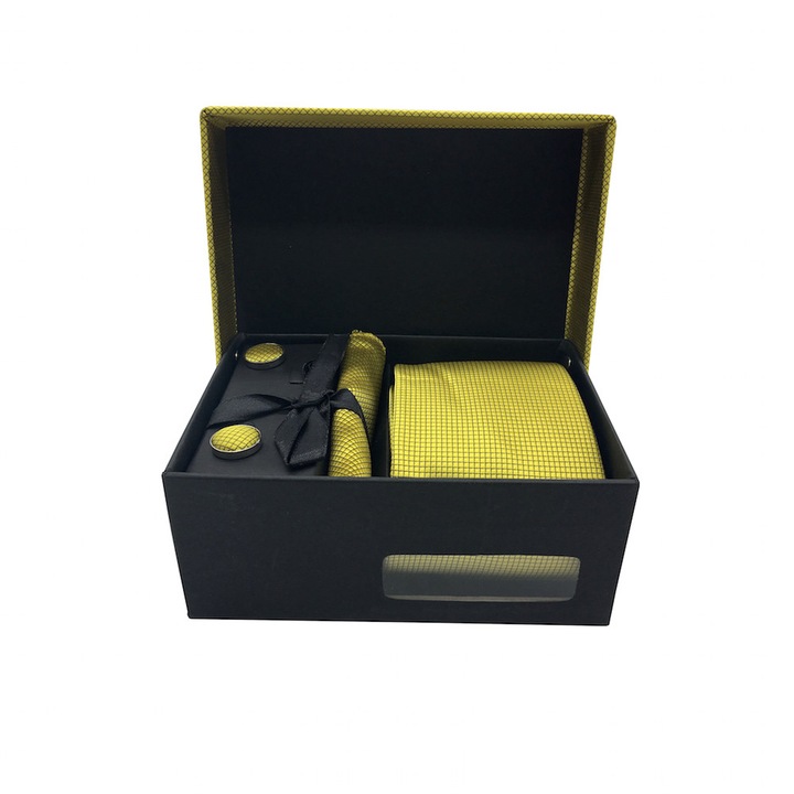 Set mustar cravata, batista si butoni camasa