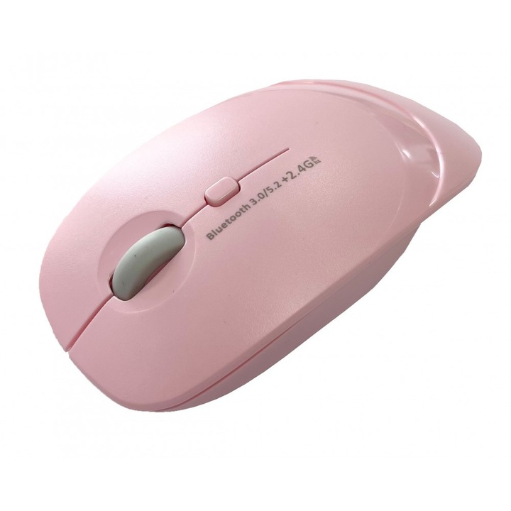 Vezeték nélküli egér, 2.4GHz/Bluetooth v5.2, kettős üzemmódú, cserélhető borítással, Pink