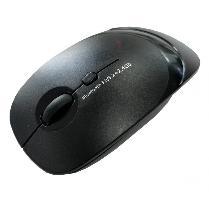 2.4GHz/Bluetooth v5.2 kettős üzemmódú vezeték nélküli egér, cserélhető borítással, Fekete