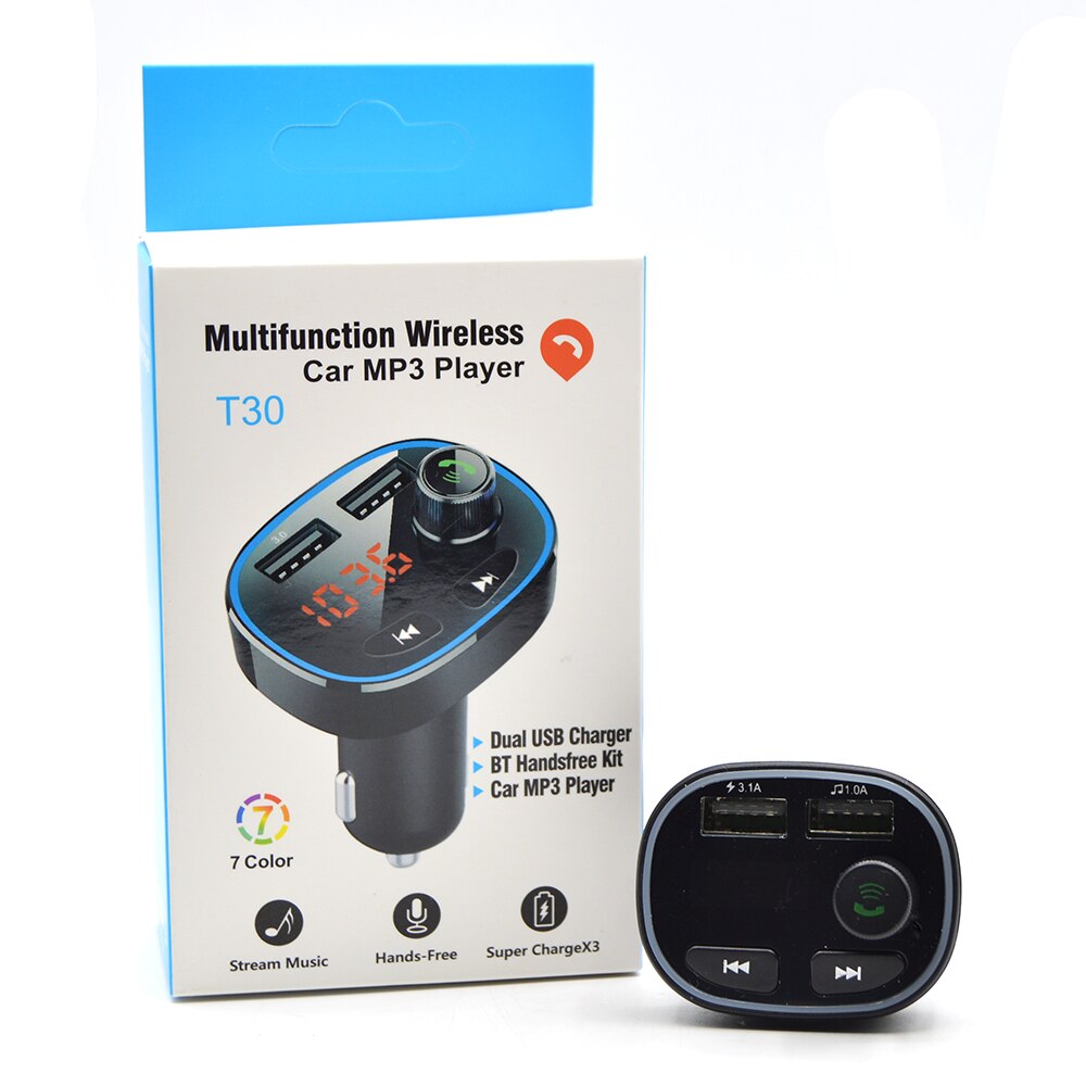 Modulator auto T30, BT, FM, Handsfree, USB, LED RGB - eMAG.ro