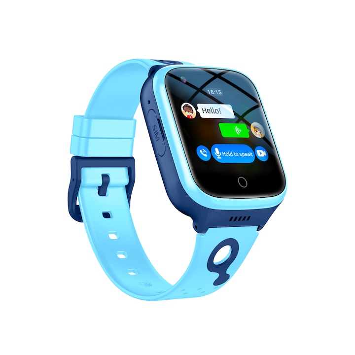 Ceas Smartwatch Copii K9 4G, Localizare GPS Precisa, Apel Video, Buton SOS, Mesaj Vocal, Monitorizare Spion, Camera HD, Wi-Fi, Rezistent la Apa IP68, Slot SIM, Compatibil Android si iOS, Albastru