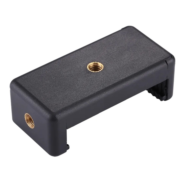 Mobiltelefon tartó két 1/4 menettel állványra / monopodra rögzítéshez, TIENTEN, univerzális, fekete