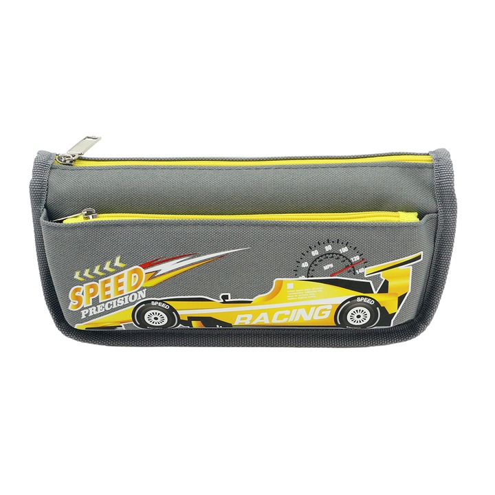 OEM Felszereletlen tolltartó 2 rekesszel, formula 1 modell, HZ-68085, szürke, 21 x 10 x 6 cm