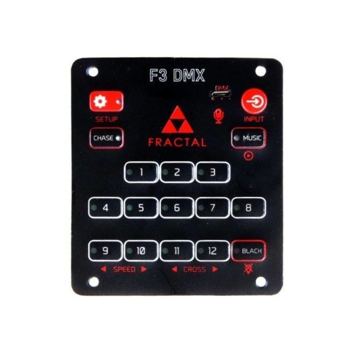 Controler DMX, Fractal Lights, 192 canale, Plastic, 86.5x98.5x27 mm, Negru/Rosu