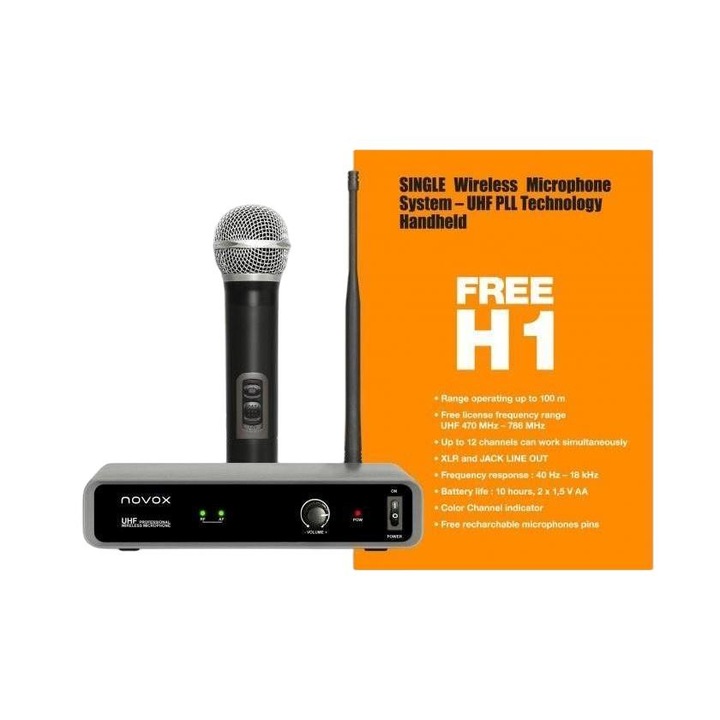Kit microfon wireless, Novox, Negru
