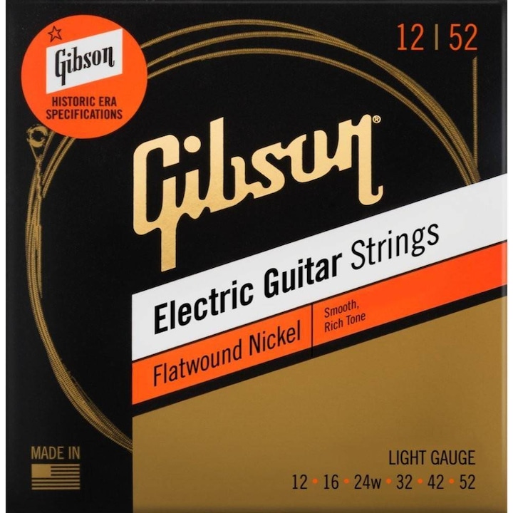 Corzi pentru chitara electrica, Gibson, SEG-FW12 Flatwound Nickel