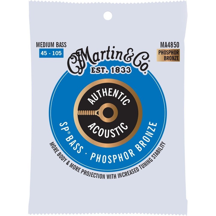 Corzi de bas, Martin Guitar, MA4850, bronz fosfor, 45 - 105 bas mediu