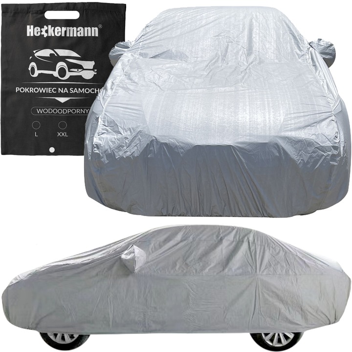 Husa protectie pentru masina, Heckermann, Impermeabil, 5.3x2x1.2m, Gri, XXL