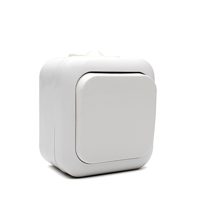 Comutator, Unipolar, Euro, sch.1, 10A, 250V, Montare deschisa, IP44, Alb, Found Kirov