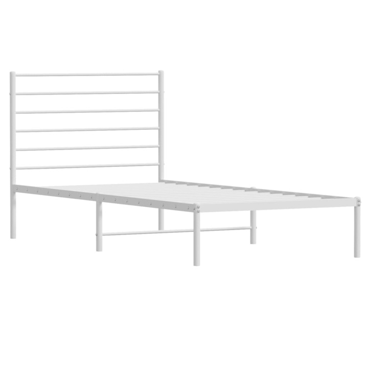 Cadru de pat metalic fara saltea vidaXL, cu tablie, alb, 75x190 cm 11.15 kg 352358