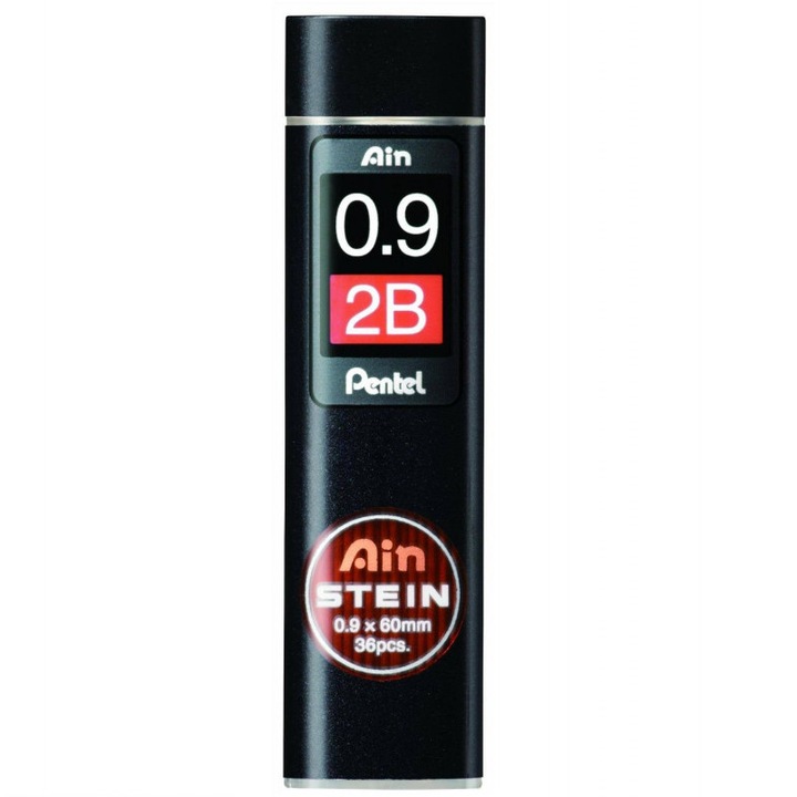 Графити за механичен молив, Pentel Ainstein, 0.9 мм, 2B, 36 броя