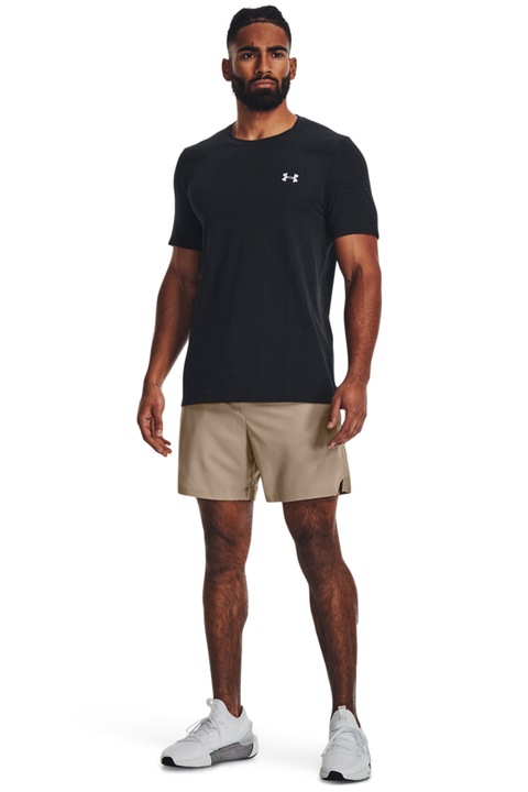 Under Armour, Tricou cu imprimeu logo, pentru fitness Vanish, Negru