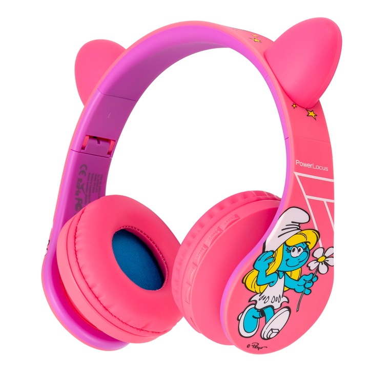 Детски слушалки PowerLocus P1 Smurf, Bluetooth, Micro SD slot