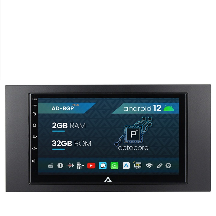 Navigatie Autodrop Ford 2DIN, Android 12, P-Octacore, 2GB RAM, 32GB ROM, 7 Inch - AD-BGP1002, AD-BGRFR0012DIN