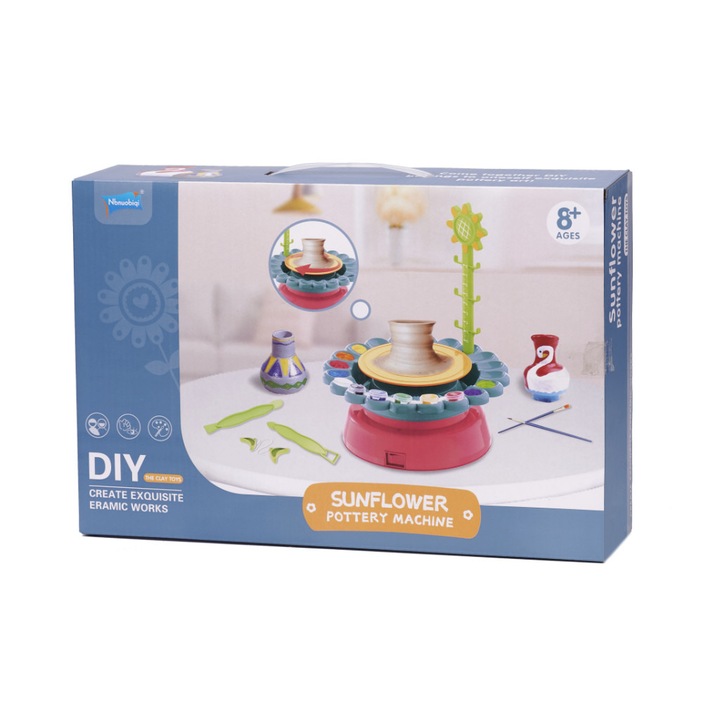 Kerámia korongozó, kreatív készlet, agyaggal és festékekkel, 600g