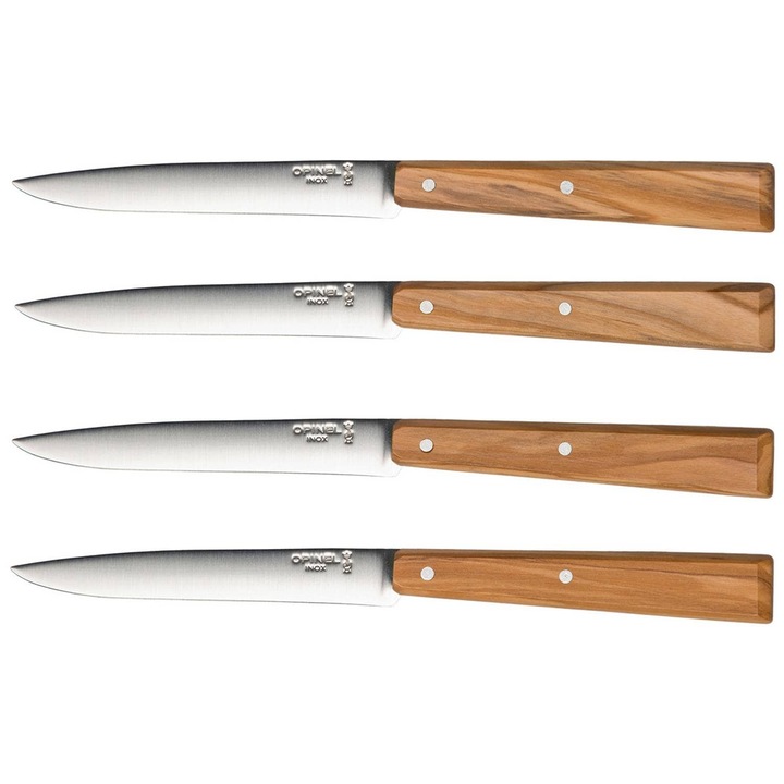 Set 4 cutite de bucatarie, cu manere din lemn, Bon Appetit Olive, Nr. 125