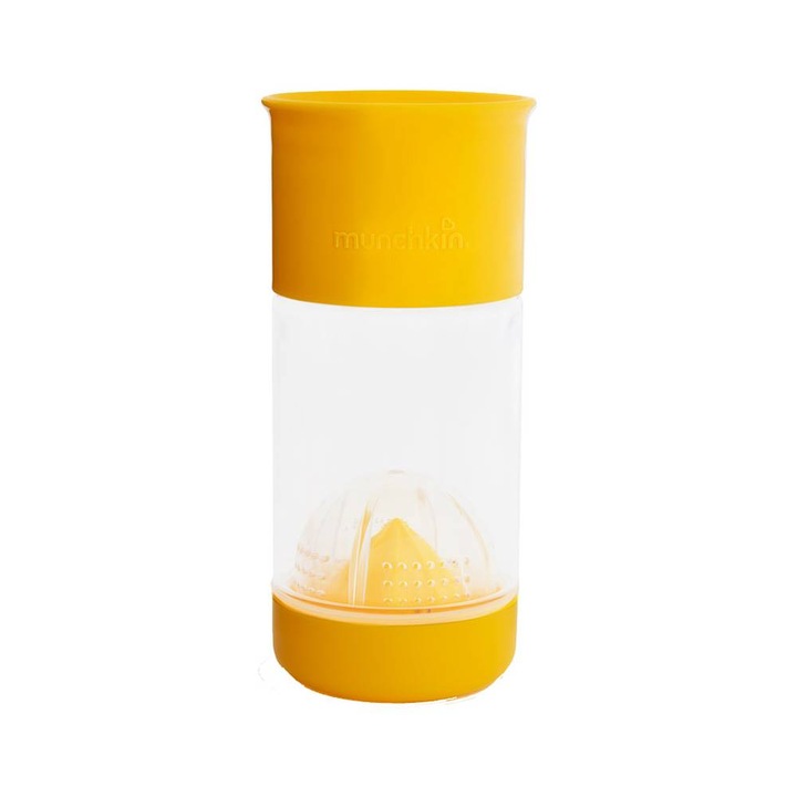 Pahar cu infuzor pentru fructe, Munchkin, Miracle Fruit Infuser, Galben, 410 ml