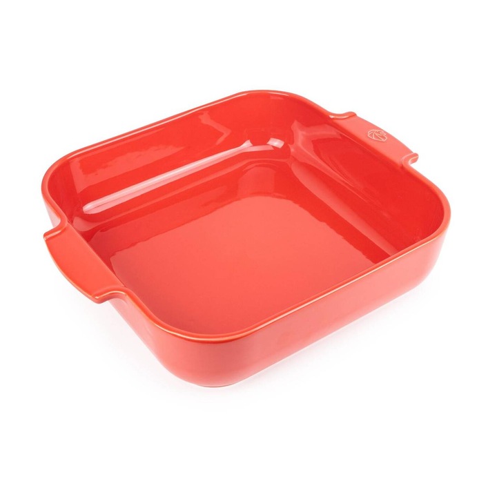 Tava patrata, Peugeot, Ceramica, ignifuga, 36 cm, Rosu