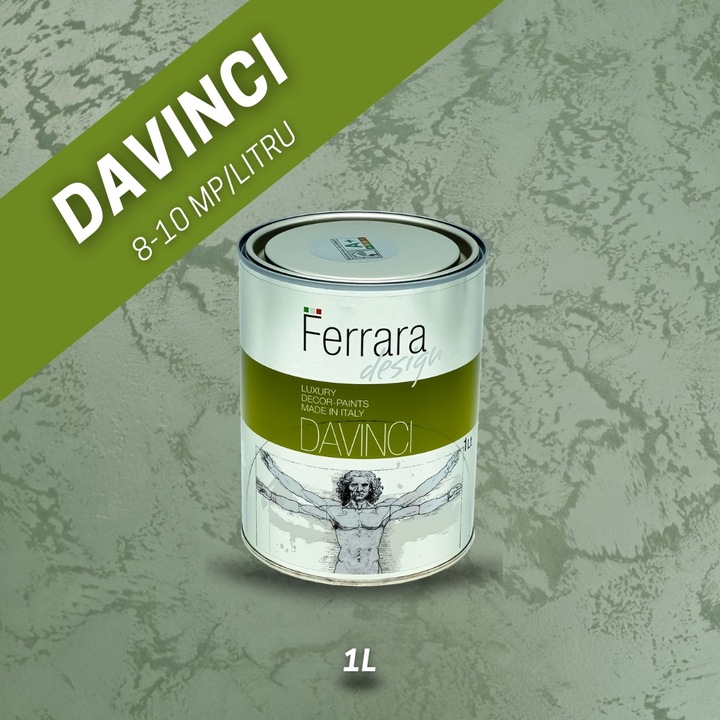 Vopsea decorativa perlata Davinci, Ferrara Design, Spring Cut, DAA82, pe baza de apa, pentru interior, 1 L