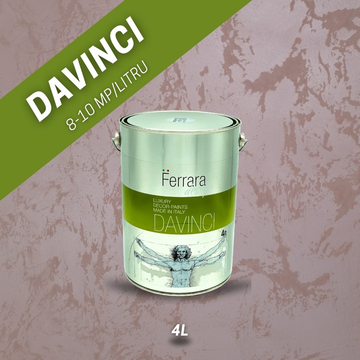 Vopsea decorativa perlata Davinci, Ferrara Design, Magnolia Blossom, DAA65, pe baza de apa, pentru interior, 4 L