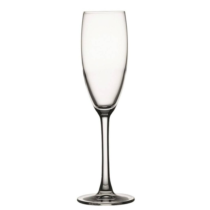 Комплект от 6 чаши за шампанско на дръжки, Голи, Кристални, 22,5 см, 170 мл, Прозрачни