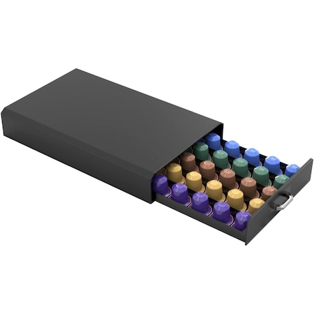 Suport 50 capsule cafea, awwaline, negru, 40x24x6 cm, compatibil Nespresso, Lavazza, Tchibo Cafissimo