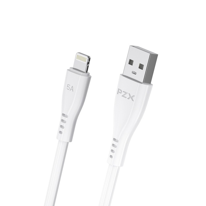 Cablu PZX V115, USB Iphone, 5A, 1m Alb
