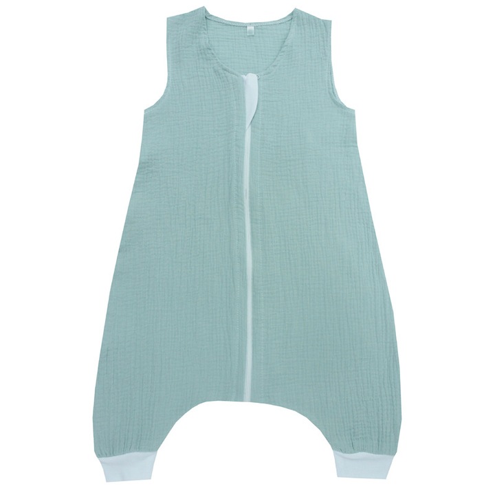 Sac de dormit, vara, cu picioare, muselina, verde 80-92 CM