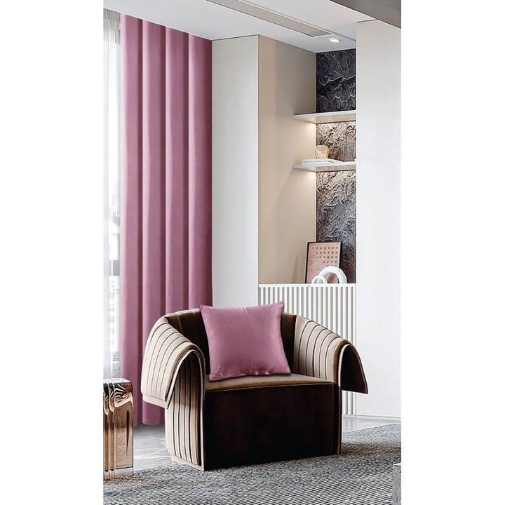 Drapéria gyűrűkkel és párnahuzattal, Tercot, 2 db, Sima, 150x245cm, Lila