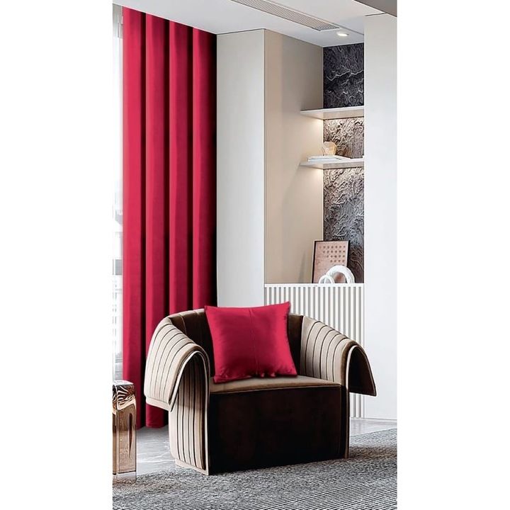 Sötétítő gyűrűkkel és párnahuzattal, Tercot, 2 db, Uni, 150x245cm, Fukszia