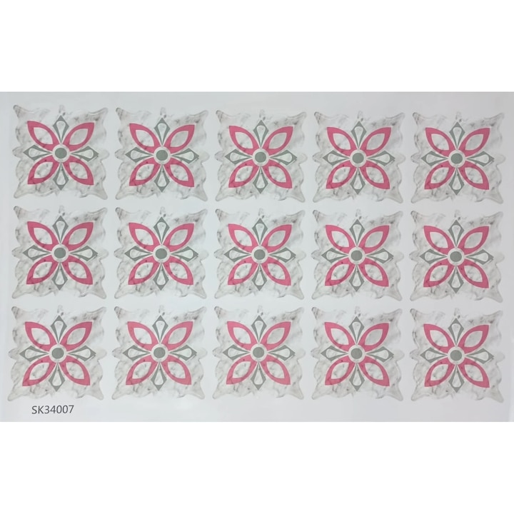 15 db-os Dekoratív matrica készlet csempére vagy falra, 10 x 10 cm, 0,19 m², rózsaszín mandala, MaffStuff