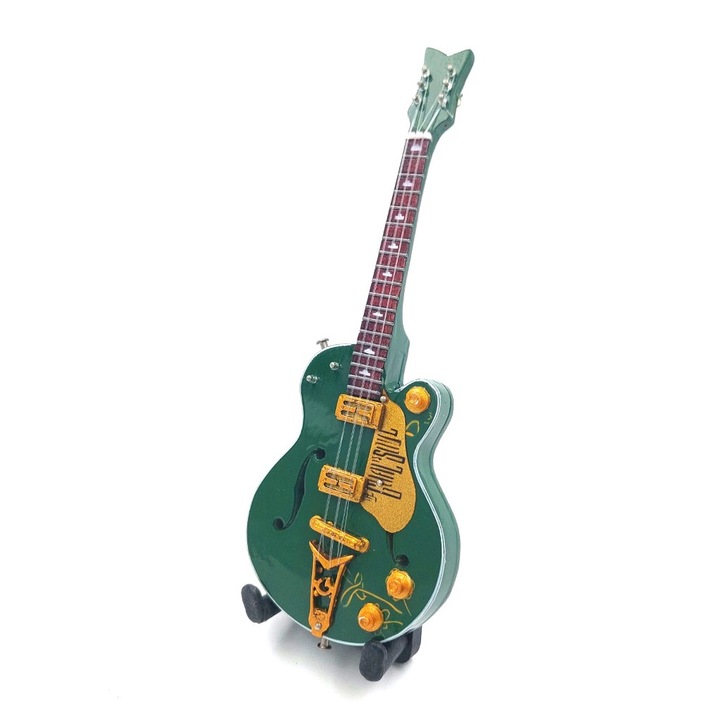 Chitara decorativa, 15cm, lemn, in stil Bono, pictata manual