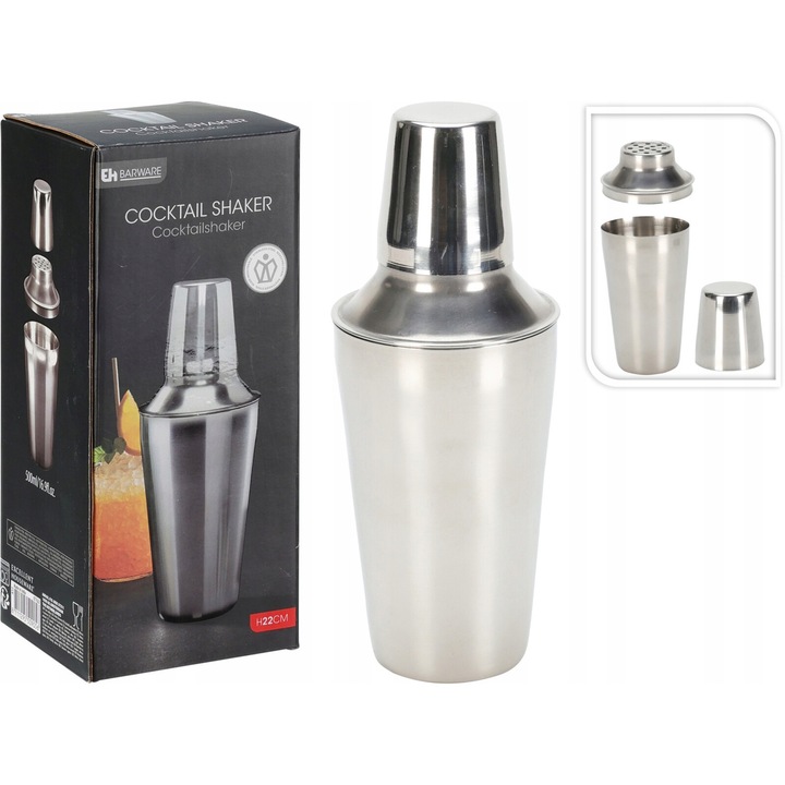 Shaker pentru cocktail din otel inoxidabil, 500 ml